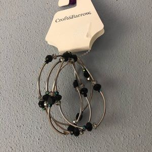 NEW Croft & Barrow Silver Bracelets and Black Bead